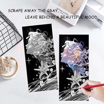 Animal Scratch Off Bookmarks - 24 Pack Rainbow Magic Reveal Bookmark Set for Readers. 6 x 2.7inch DIY Art Craft Kit, Unique Gifts, Book Lovers, Fun Party Favor, Calming Activity