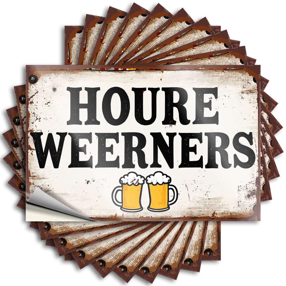 Hour Weeners with Beer Mugs Illustration. Winter Funny Decor - Sticker Bottle Removable Vinyl Decal(8X12CM)