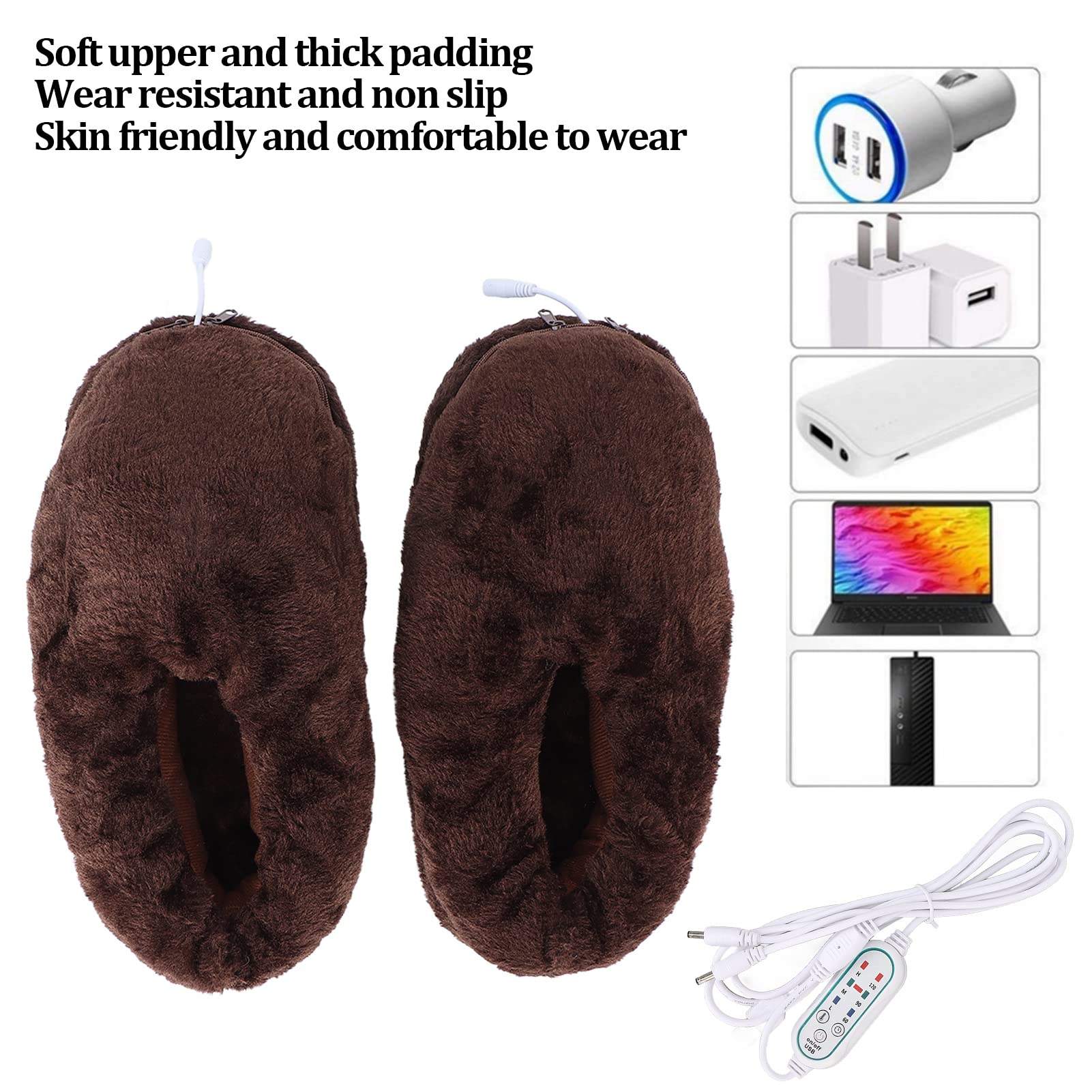 Pantofole riscaldate USB, Pantofole scaldapiedi elettriche uomo donna ciabatte riscaldanti usb caricabatterie riscaldamento elettrico scarpe invernali calde pantofole in peluche(Color:Pink