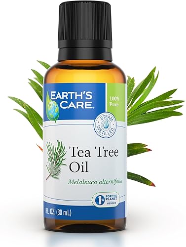 Earth's Care Aceite de árbol de té, aceite esencial de árbol de té australiano 100% puro destilado al vapor para aromaterapia