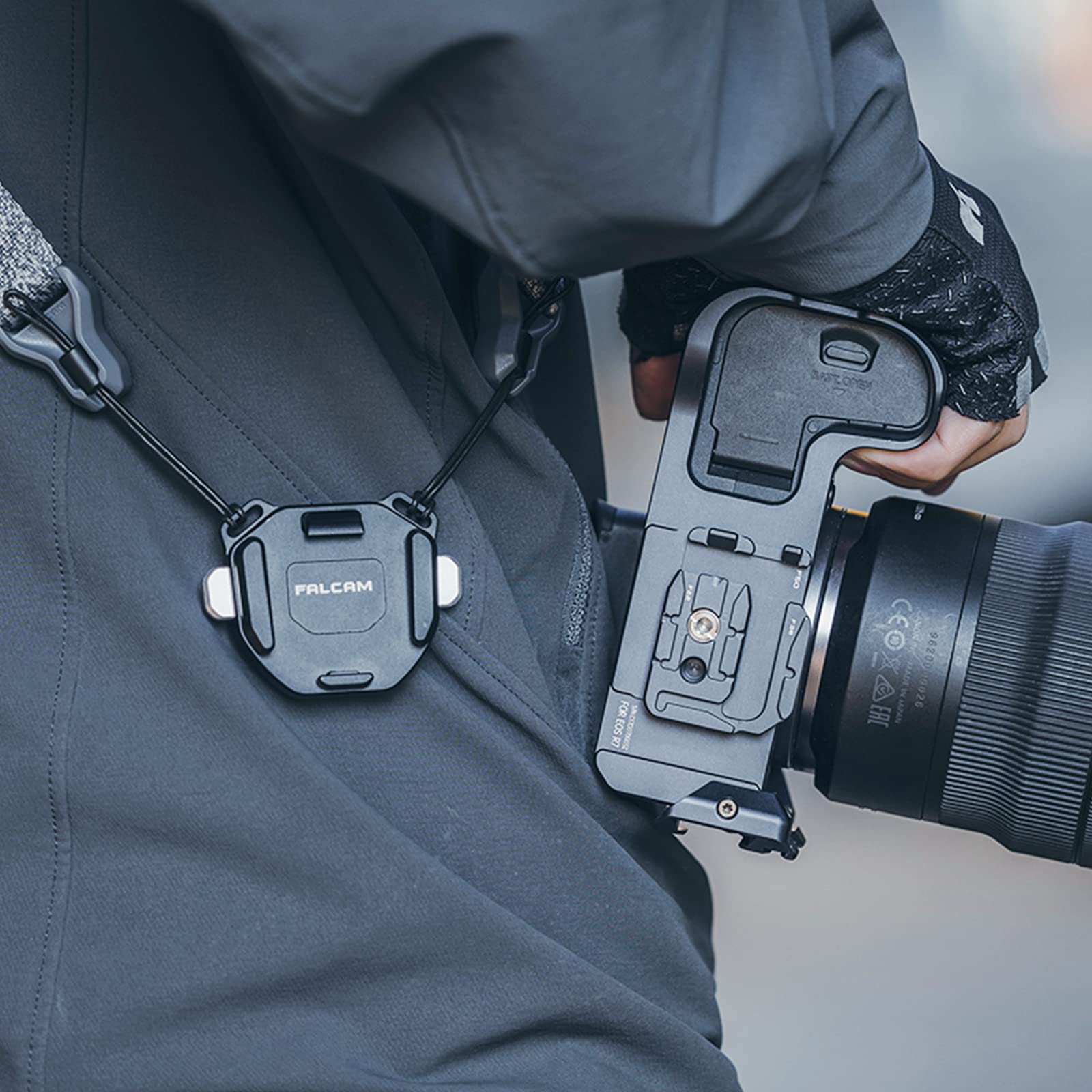 Base FALCAM F38 A Sgancio Rapido Per Tracolla Zaino – Piastra QR Universale Per Treppiede Con Sicurezza Doppio Livello