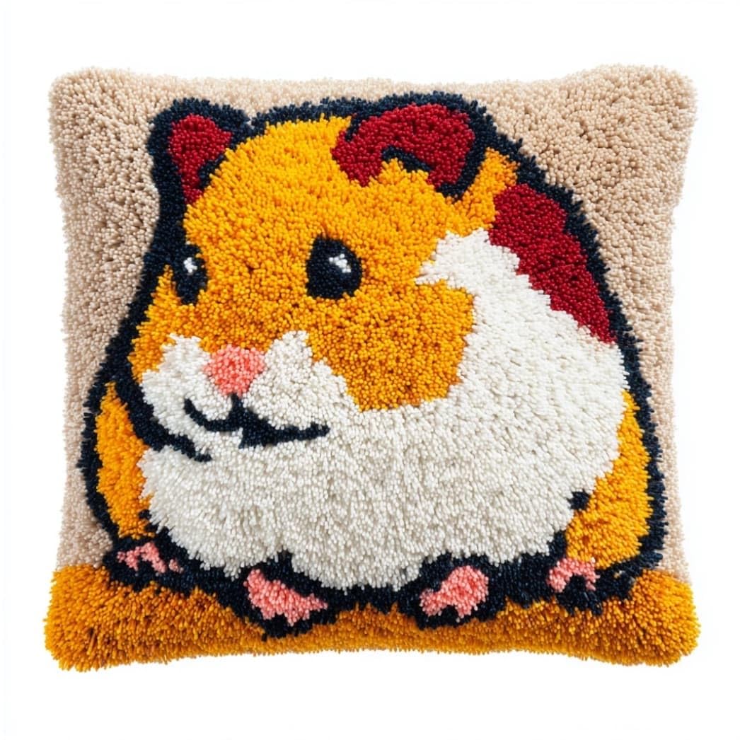 AxiangziK Latch Hook Pillow Kit Hamster 43X43Cm