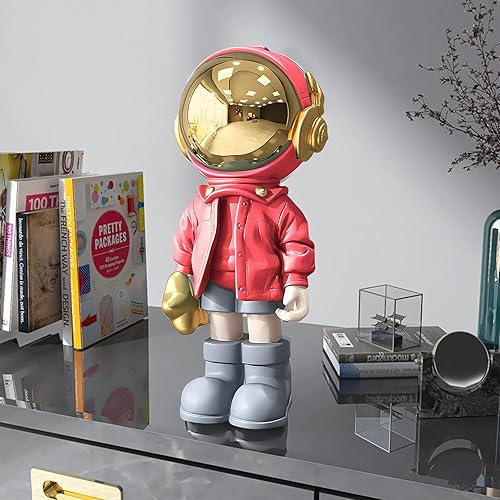 Miniatura 2 de Estatuas de astronauta, escultura de astronauta, arte moderno, figura roja brillante, decoración de habitación para hombres, hogar y manualidades,