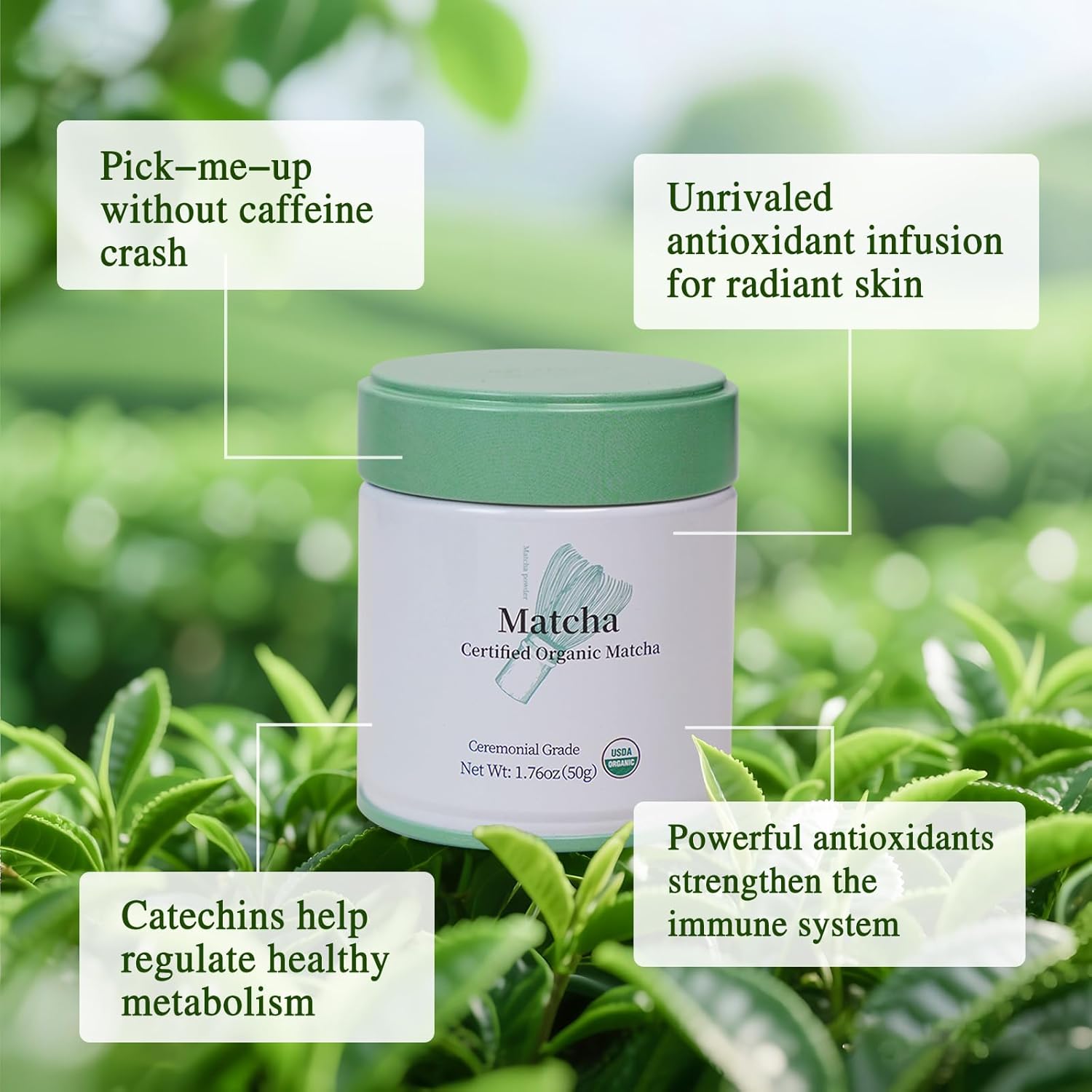 MatchAdmire Ceremonial Grade Zero-Burden Matcha Powder, Premium First Harvest USDA Certified Organic Green Tea Powder, Rich Flavor,100% Vegan with No Fillers,Radiation-Free Matcha(1.76oz/50g) - Image 4