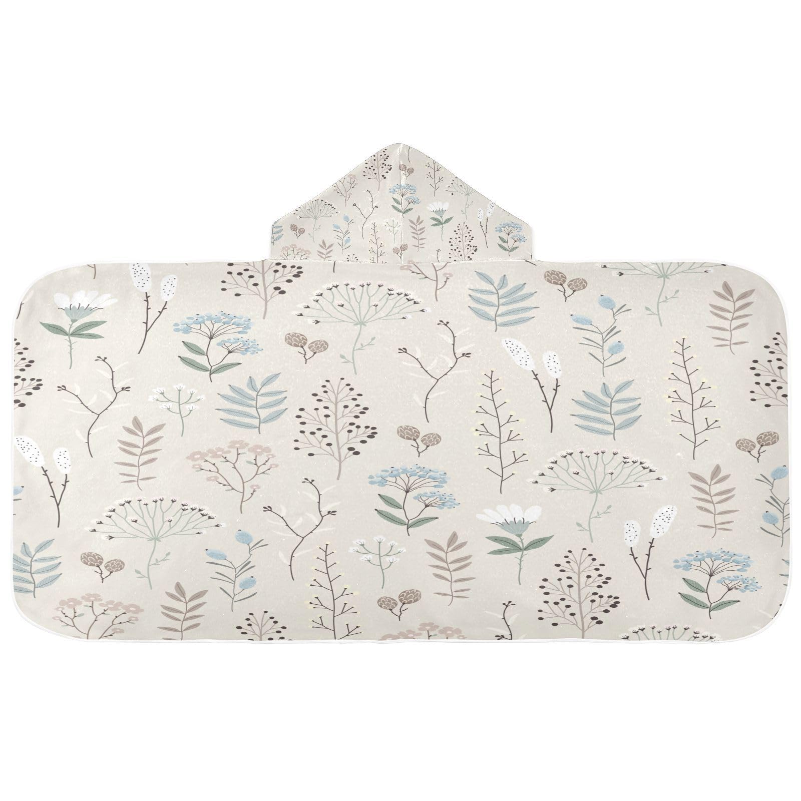 Kigai Vintage Leaves Flower Hooded Beach Towel for Kids Soft Absorbent Quick Dry Bath Towel with Hood Lightweight Toddler Shower Pool Bath Wrap for Boys Girls