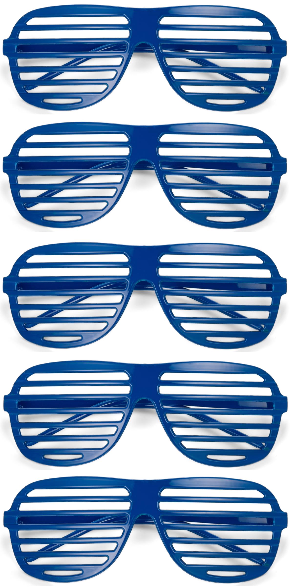 Komonee 5 x Dark Blue Shutter Shades Fun Novelty Plastic Party Retro Fancy Dress Costume Prop Rave Club Eyewear Disco Adults 80's Sunglasses