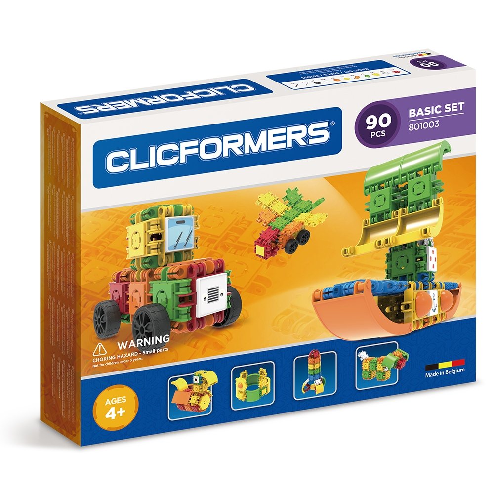 CLICFORMERS Bausteine für Kinder ab 3 Jahre, kreatives Lernspielzeug im ​​90 teiligen Basisset, Steckspiel für Jungen und Mädchen, pädagogisches Montessori Bauspielzeug, STEM-Spielzeug,