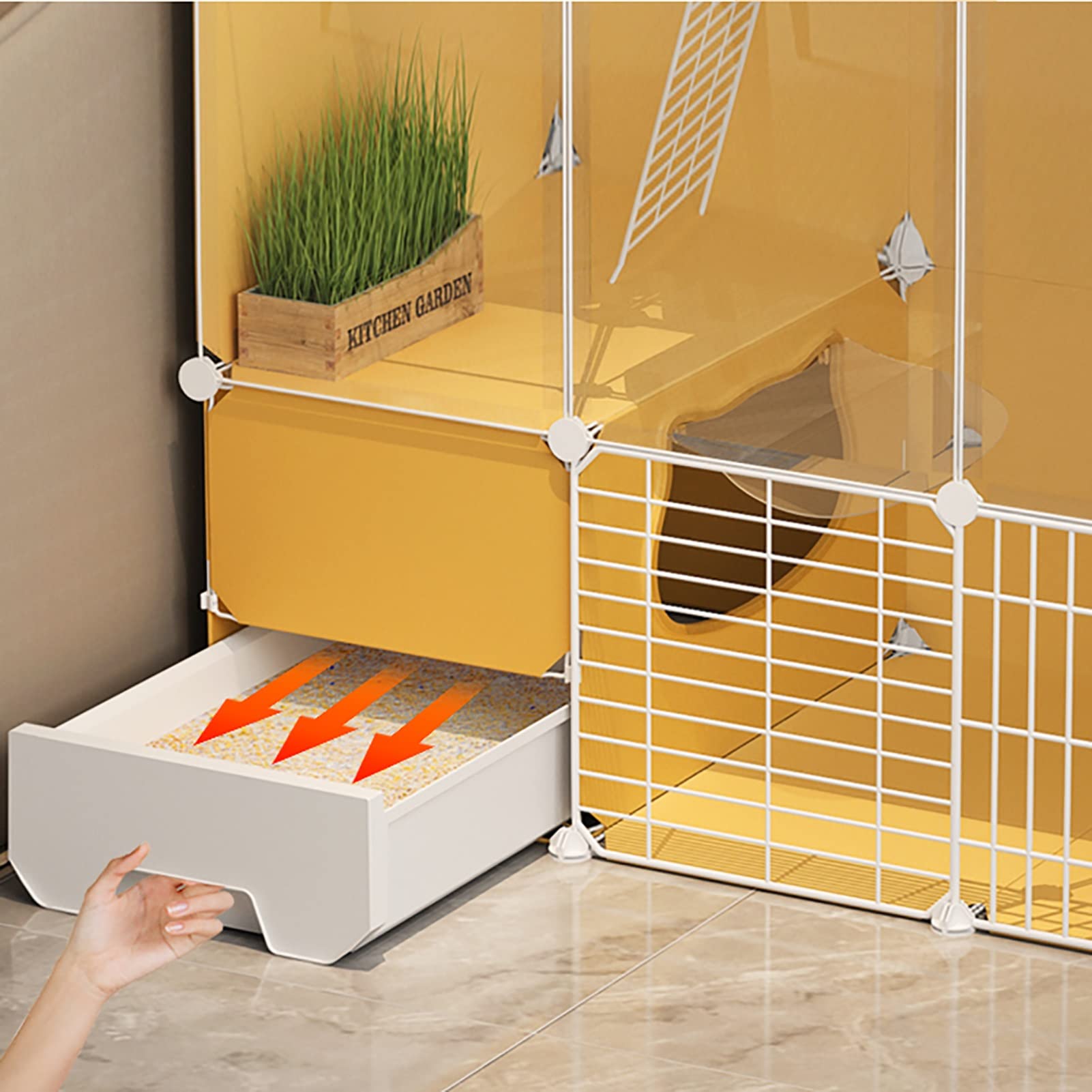 Gabbia per Gatti da Interno, Gabbia Staccabile in Metallo per Piccoli Animali Recinto per Gattini Design Fai da Te per cucce per Gatti con lettiera Facile da Pulire - Ampio Luogo di Esercizi