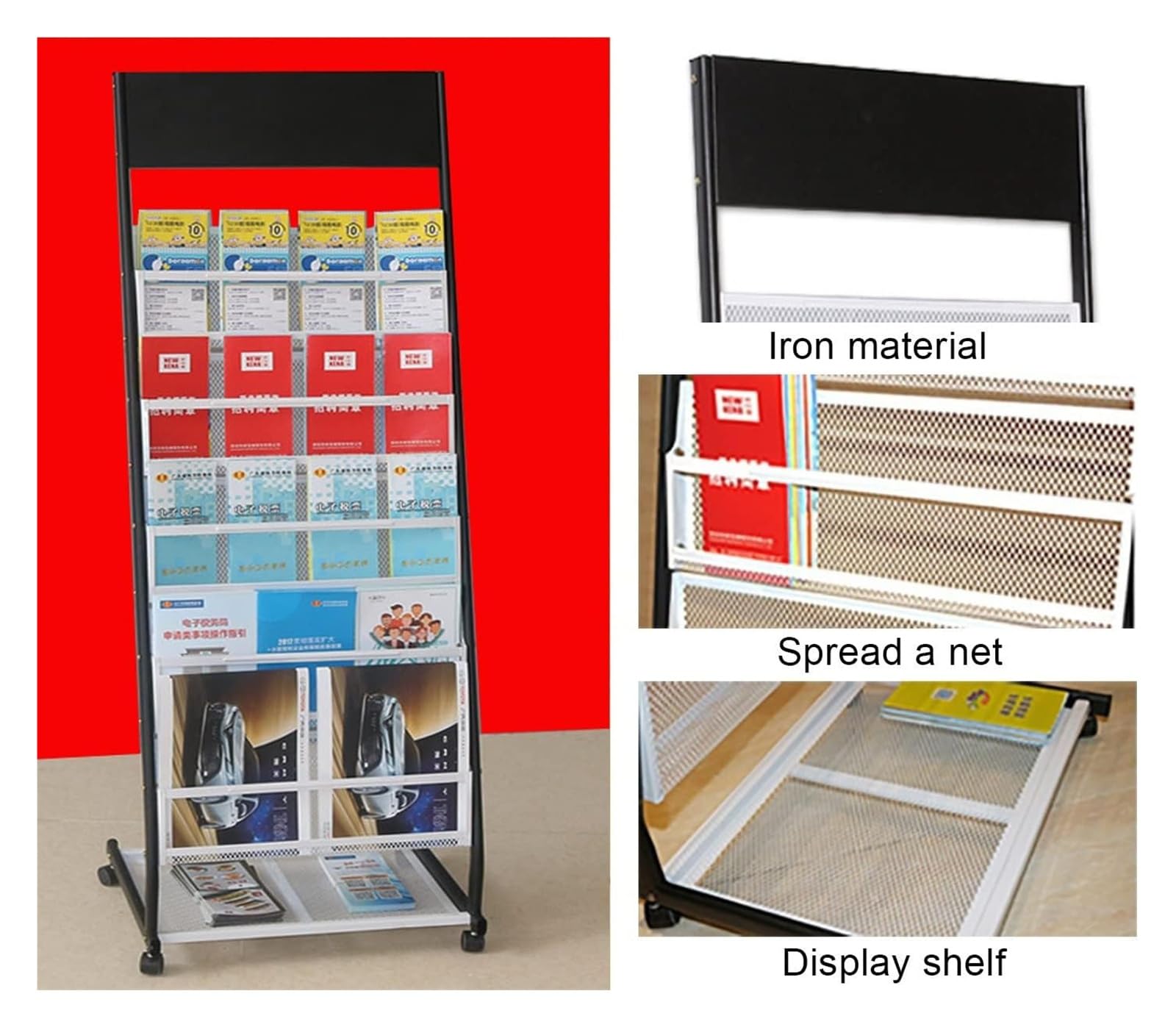 Espositore per brochure, Espositore da Terra, Espositore semplice in cartone for letteratura, scaffale for documenti o brochure for mostre(White)
