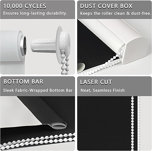 Miniatura 4 de Persianas enrollables opacas con cordón, impermeables, de tela con aislamiento térmico, protección UV, fáciles de instalar para el hogar, oficina,