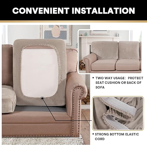 Vista 349 de PrinceDeco Fundas para sofá modular, 4 piezas, fundas de sofá para sofá seccional, fundas de terciopelo separadas para sofá seccional, en forma de L