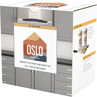 All-In-One 7 Piece Paint Makeover Kit, (Light Grey) Mist Gray, 64oz, Satin, for Cabinets and Furniture