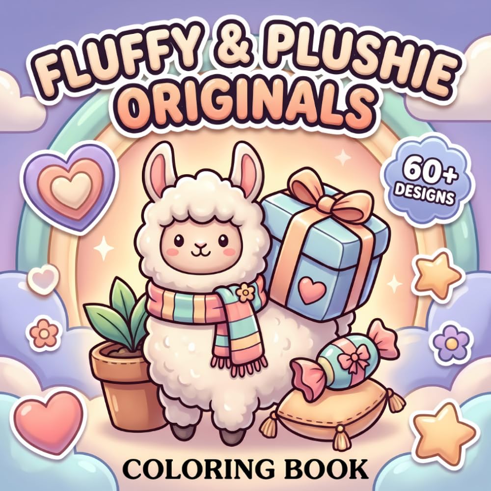 Fluffy & Plushie Originals: Fun Animal Coloring Book With Large Simple Illustrations For Relaxation, Creativity, And Peaceful Family Time