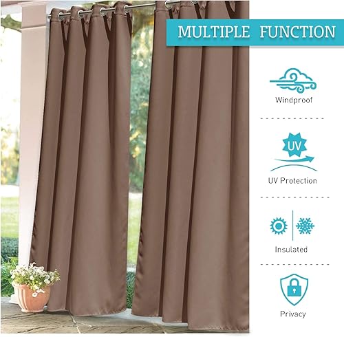 Miniatura 7 de RYB HOME - Cortinas para exteriores impermeables para patio, extralargas, opacas, para área de actividad exterior, cabaña, etc, 100 pulgadas de
