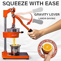 Vista 6 de Manual Cast Iron Citrus Juicer,Commercial Hand Press,Heavy Duty Countertop Squeezer for Fresh Orange Lemon Juice,Easy to Use & Clean (Orange)
