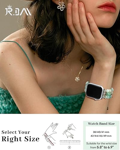 Miniatura 22 de JR.DM Natural Stone Beaded-Bands Women Compatible with Apple Watch Series 11 10 9 8 7 6 5 4 SE 3 2 1 Fashion Stretch Handmade Bracelet Fancy Boho