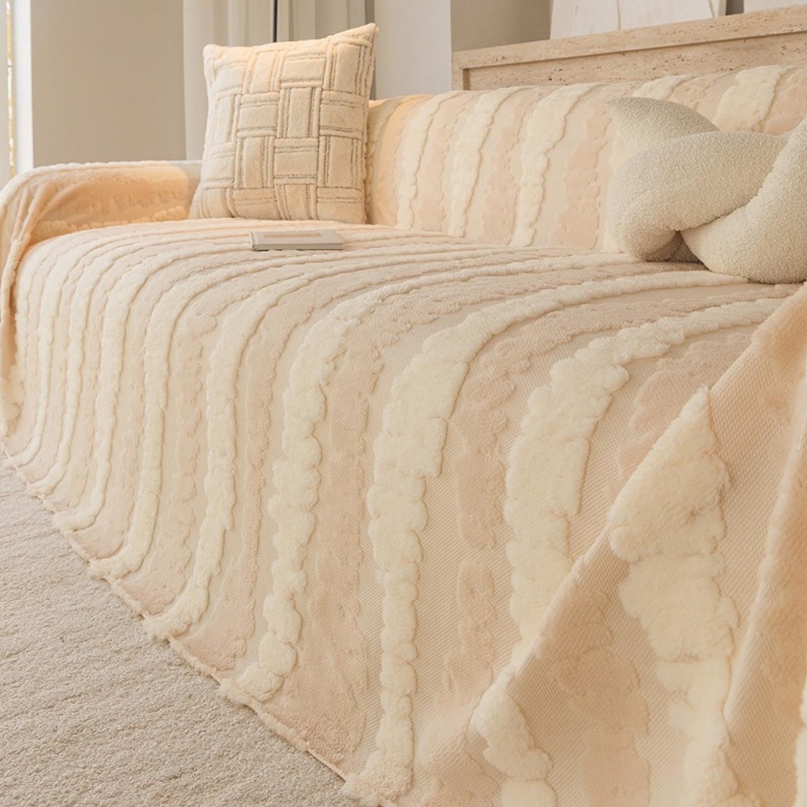 Housse de canapé d'angle velours moelleux pour cocooning dans le salon