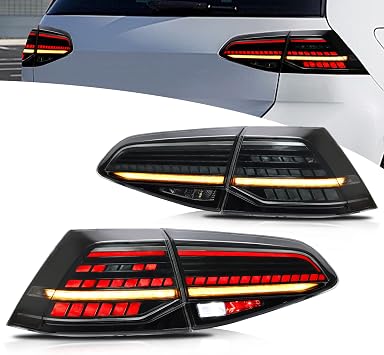 VLAND Tail Lights for Golf 7 Golf MK7 Golf 7.5 Golf MK7.5 2014-2020 Not fit GTI/R, Rear Lights Assembly with Sequential Turn Signal, 1 Pair Smoke