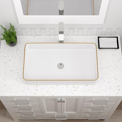 Miniatura 58 de Dcolora - Fregadero flotante de 18 x 10 pulgadas, pequeño fregadero de baño montado en la pared, rectangular flotante de porcelana de cerámica