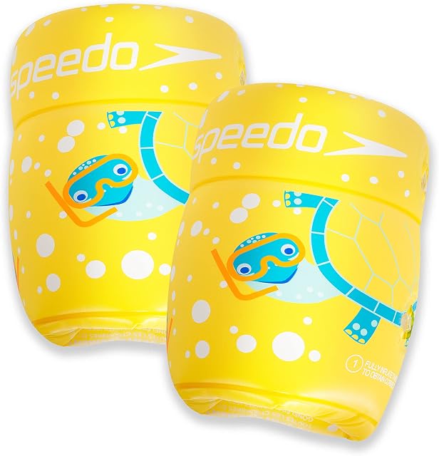 Speedo Unisex Kids Printed Roll Up Swimming Armbands, Empire Yellow/Turquoise/Marine Blue, 2 - 12 years