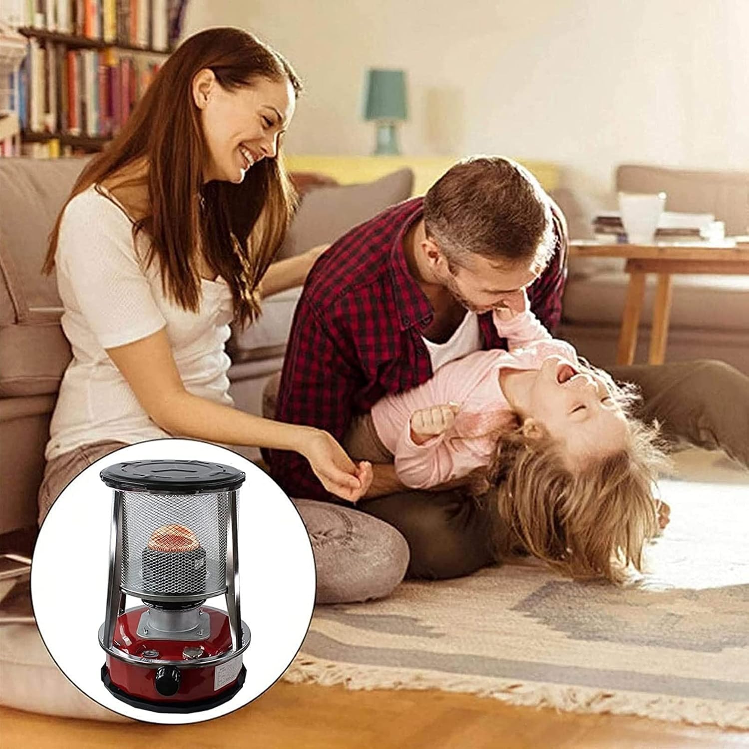 Efficient Kerosene Heaters for Indoor,4.6 L Lightweight Portable Kerosene Stove Heater with 6 Wicks,Non Electric Heaters,Suitable Outdoor Camping and Ice Fishing Tent War (A 4.6L)