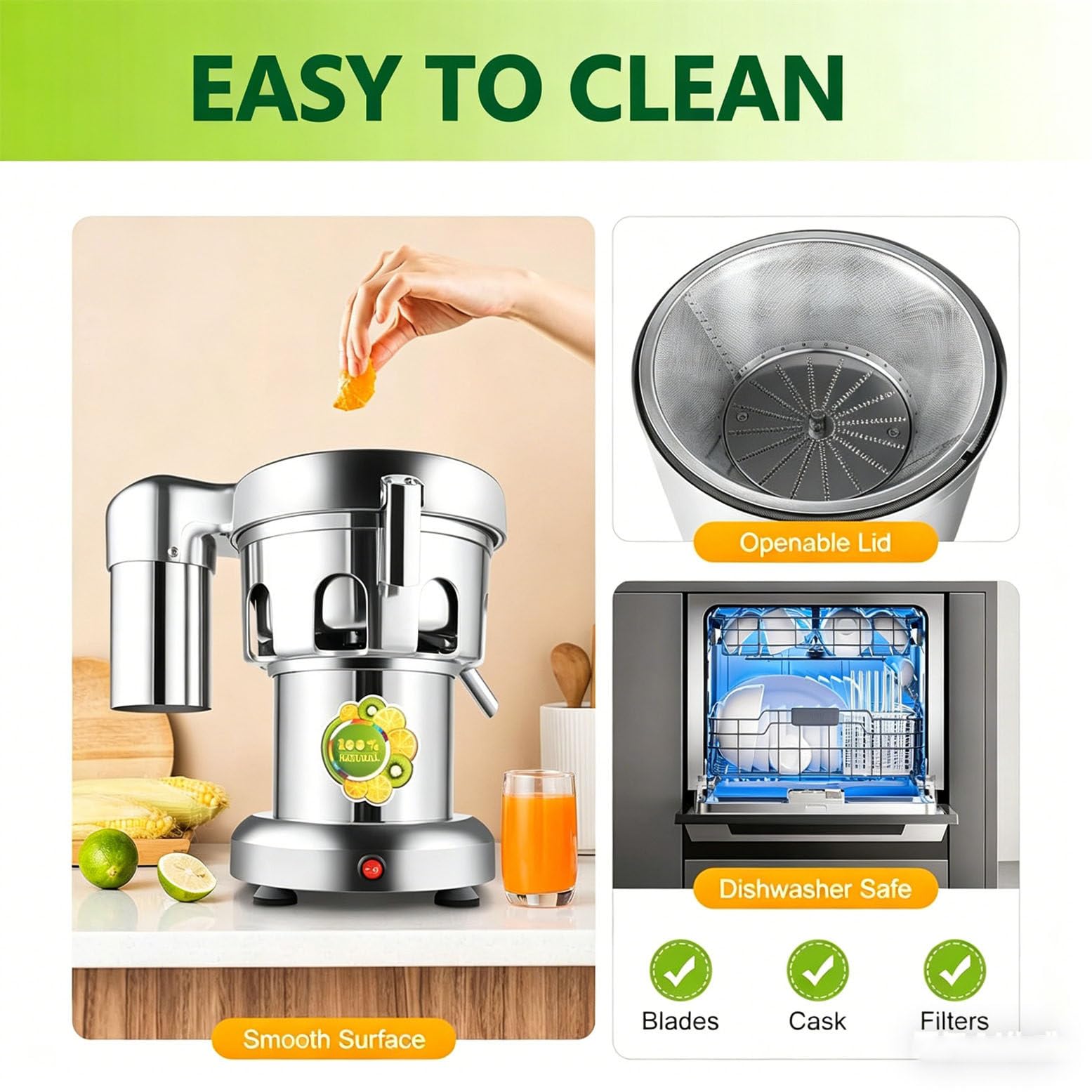 Estrattore di Succo Commerciale per Spremiagrumi Centrifugo per Impieghi Pesanti, Spremiagrumi Elettrico da 370 W, Sia Frutta Che Verdura,25X40X35cm