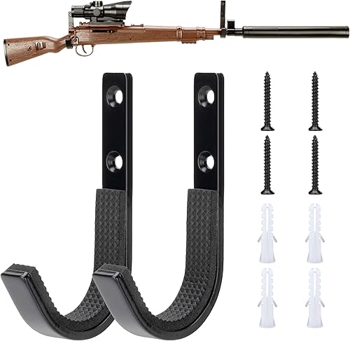 TRIPLE DEER Estante de almacenamiento para armas, soporte de pared, gancho de rifle de escopeta horizontal de metal para cualquier rifles,