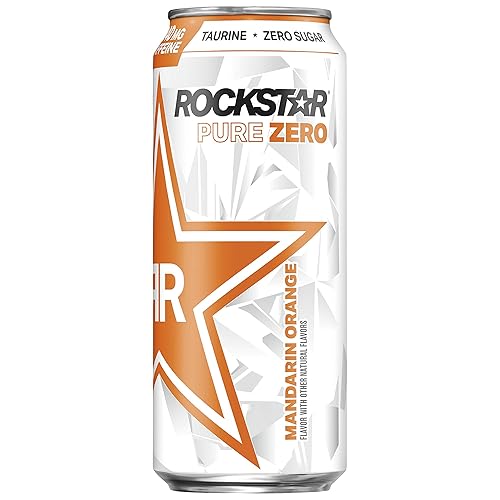 Vista 58 de Rockstar Bebida energética Pure Zero, naranja mandarina, lata de 16 onzas