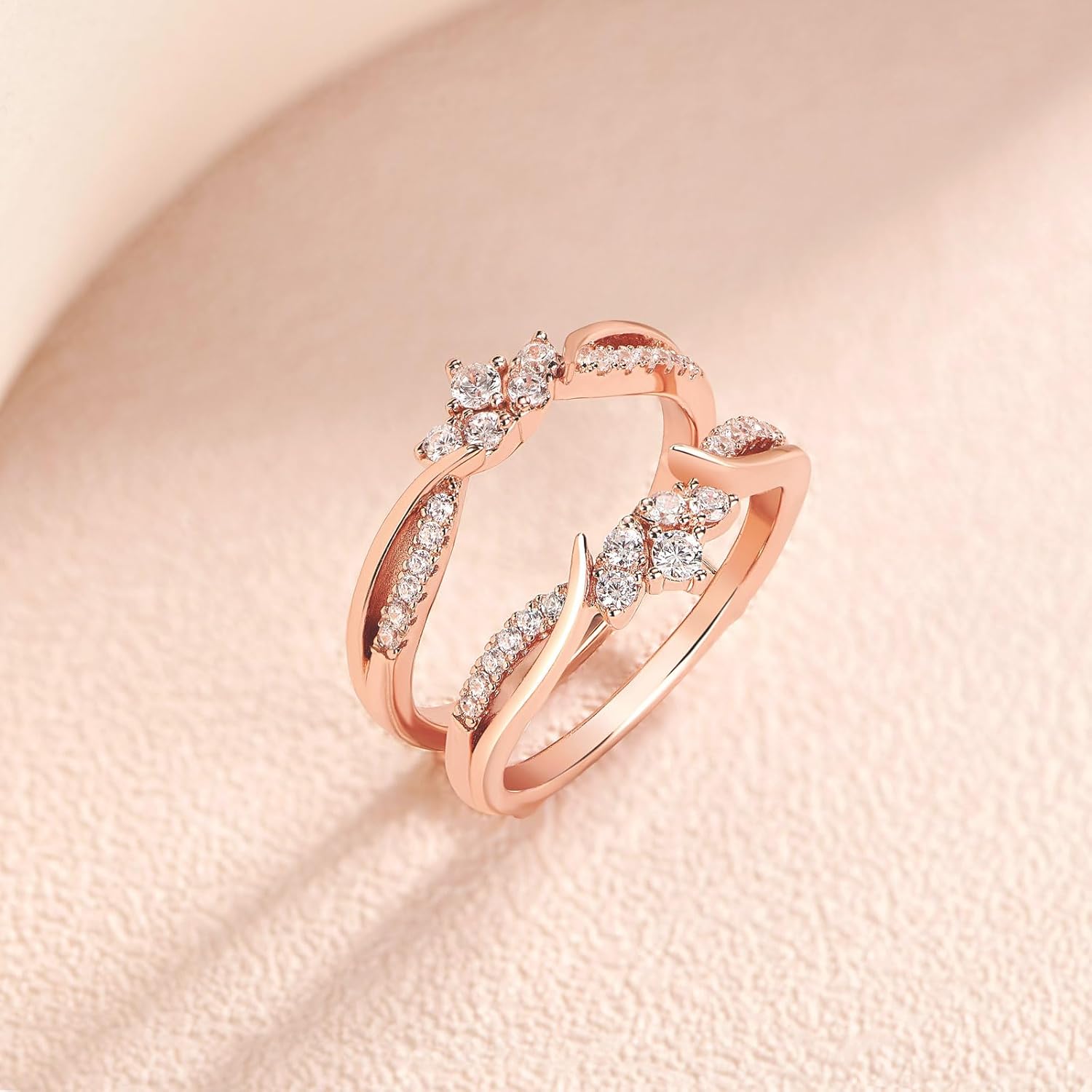 SHELOVES Guard Ring Enhancers for Engagement Rings Curved Wedding Bands AAAAA Cz 925 Sterling Silver 5-12 - Image 3