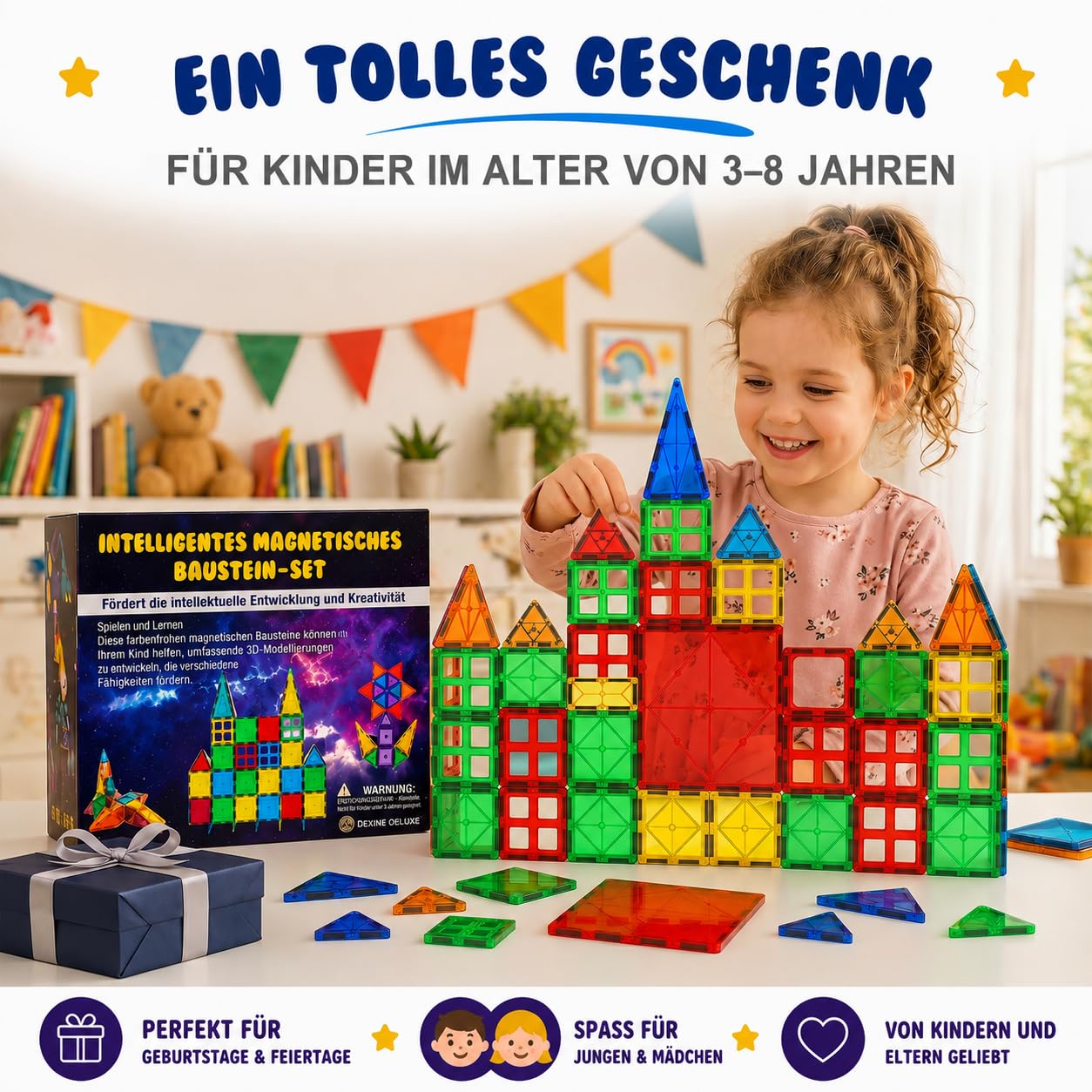 Desire Deluxe Zeug für Kinder, Lernspielzeug für Jungen und Mädchen, 3 4 5 6 7 8 Jahre alt, XXL Set mit 47 Teilen