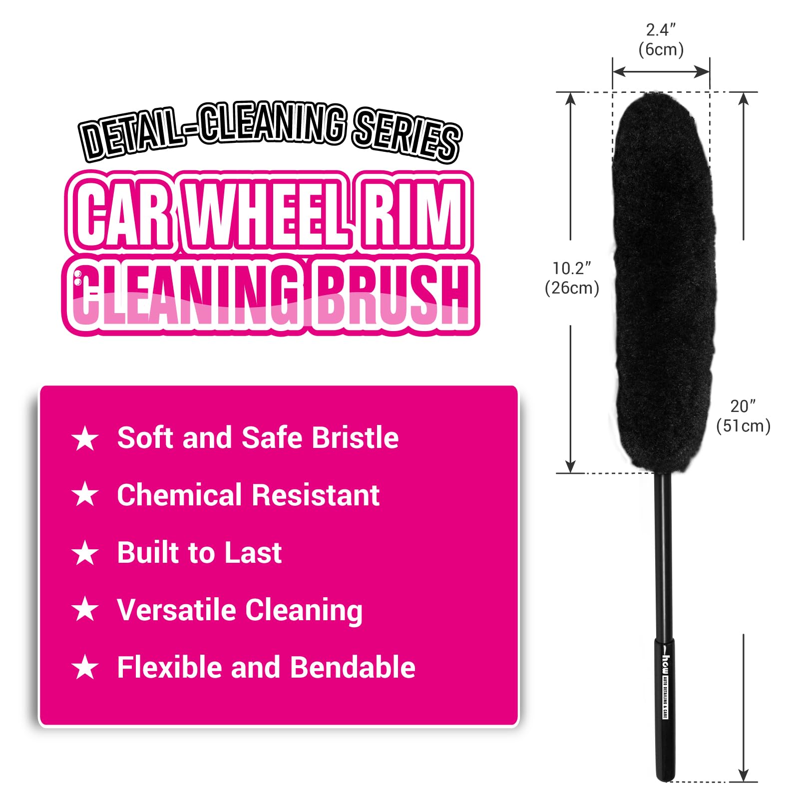 H.O.W 360° Microfiber Wheel Rim Tire Brush for Cleaning Tires