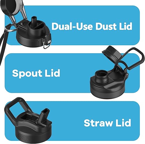 Miniatura 5 de Arslo Botella de agua para hombre de 64 onzas con aislamiento de acero inoxidable con popote