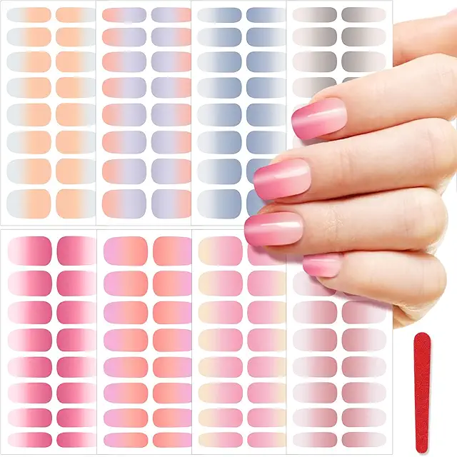 JSRQT 8 Pcs Gradient Nail Polish Stickers - Gel Stickers Nagels for DIY Manicure