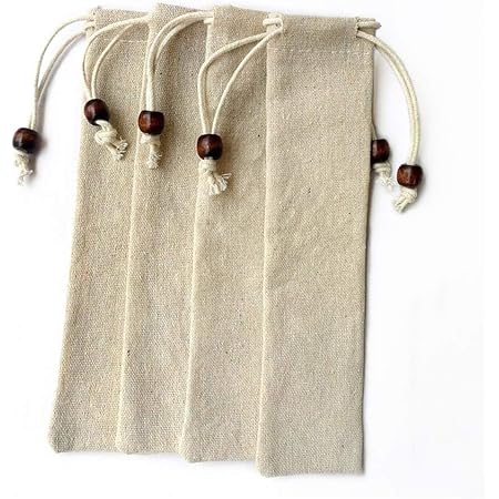 Amazon Yonik 箸袋 ストロー収納袋 お箸入れ カトラリー 携帯ケース リネン 扇子袋にも 布卷き 5個セット 巾着式 ランチバッグ ランチ巾着 ランチベルト オンライン通販