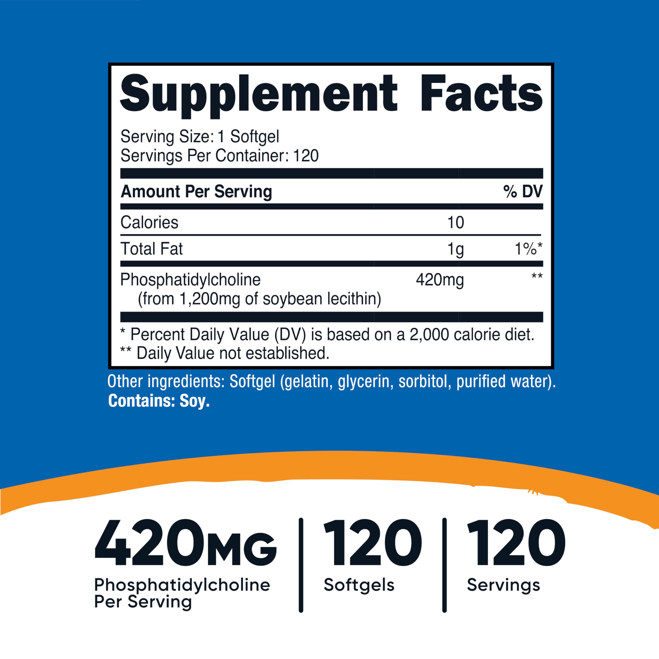 Nutricost Phosphatidylcholine (420mg) 120 Softgels - GMO-Free, Gluten-Free — Amazon image 2