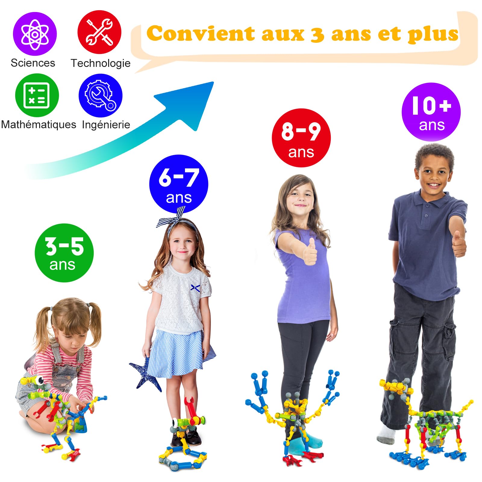 215 pièces jeu construction STEM créatif 4-8 ans cadeau anniversaire garçon
