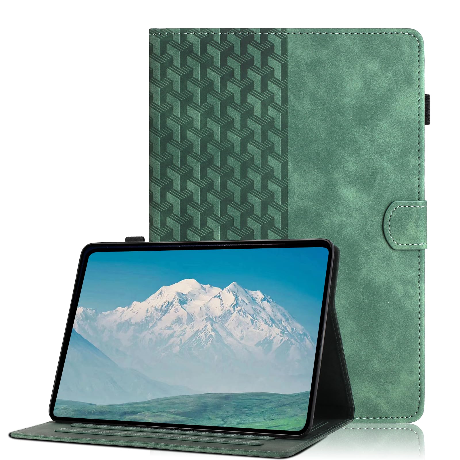 Hülle für Lenovo Tab P12 12,7 Zoll TB370FU 2023 Premium PU Leder Tablet Schutzhülle Magnetisch Folio Case mit Standfunktion, Auto Wachen/Schlafen und Kartenschlitz, Grün