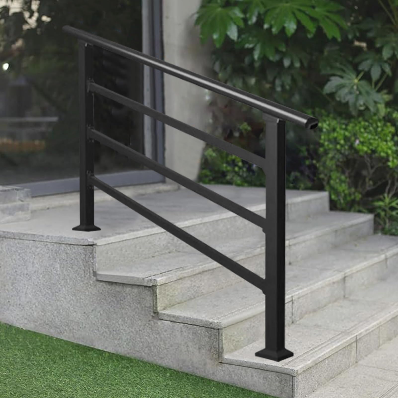 Jksyff A Djustable Outdoor Handrails For Stairs, Floor Mounted Porch Railing Transitional Handrail Fits 2 To 4 Steps, Guardrail Posts For Home Garden Corridor Decking Rail(,120Cm/47Inch)