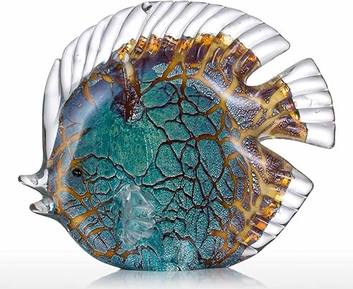 Ornamento colorido manchado de la decoración del hogar de la escultura de los pescados