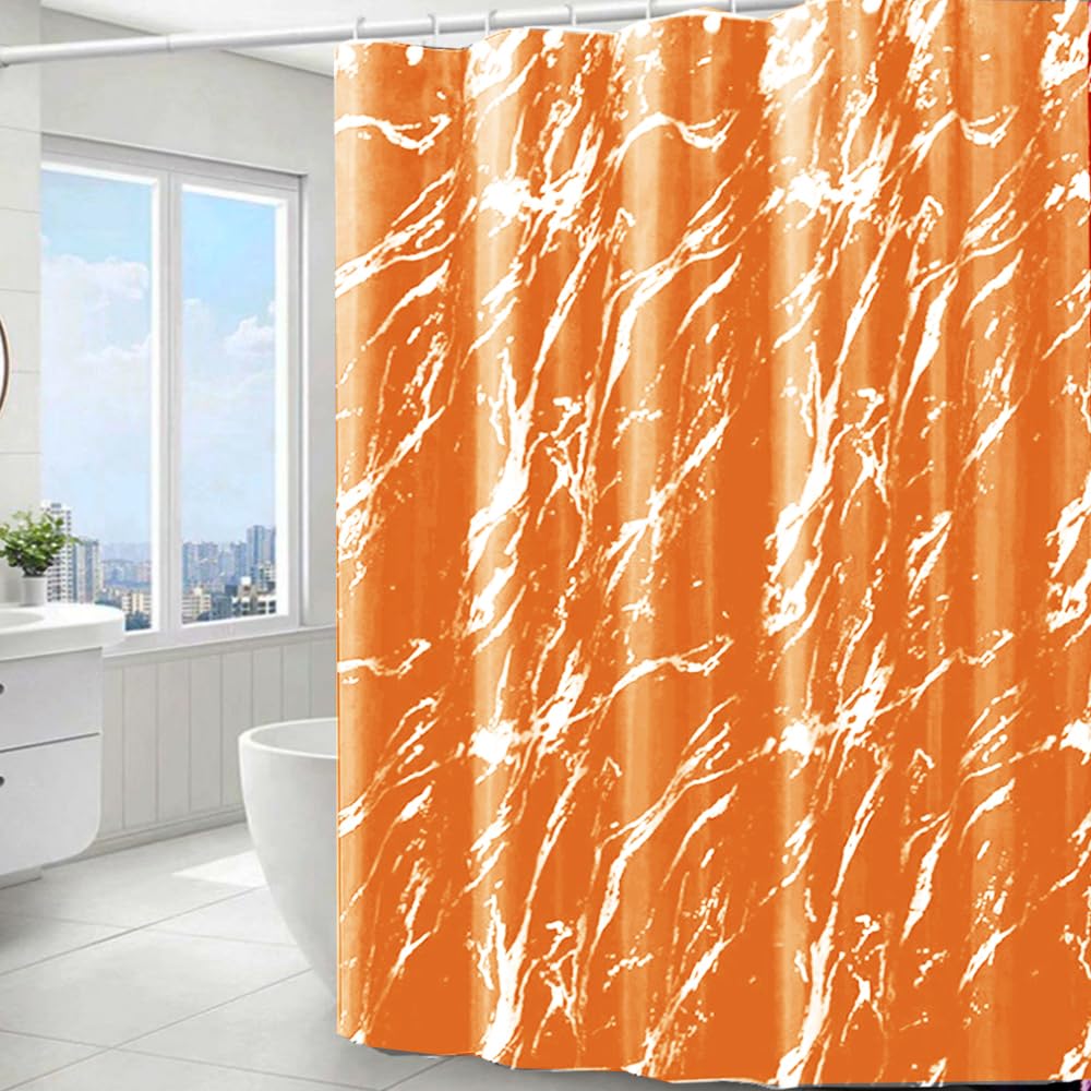 Orange Shower Curtain 180x180cm orange Marble pattern shower curtains Water Resistant Quick Dry Polyester Bathtub Shower Curtain with 12 Hooks for Wet Room Bathtub Shower Stall,Bathroom Curtain Set