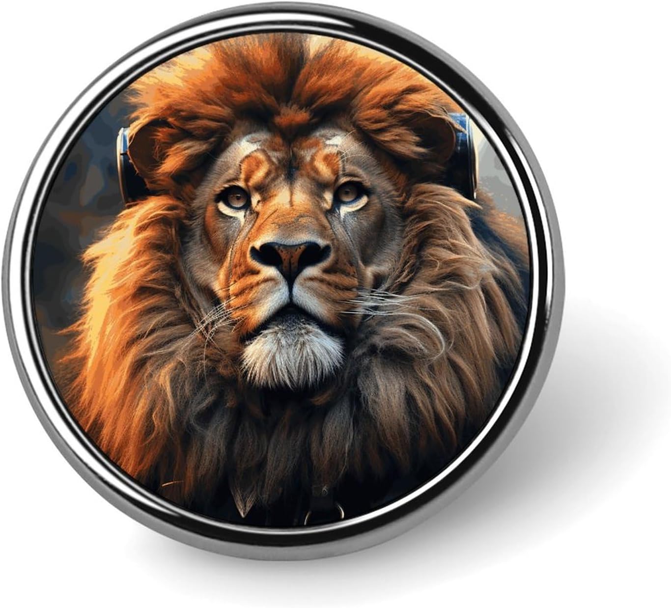 Scifi Lion Printed Round Button Pin Badges Metal Pinback Buttons 1 Inch Pins for Hat Shirt Clothing Bags Decoration, Circular, Aluminum
