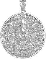 Vista 8 de Colgante redondo de plata de ley 925 con calendario maya azteca, elección de tamaño del dije