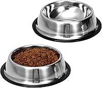 Mutsutaz 2-Pack 6oz Stainless Steel Anti-Slip Dog Cat Bowls - Heavy Duty Rubber Bottom, Dishwasher Safe, Portable Pet Feeders