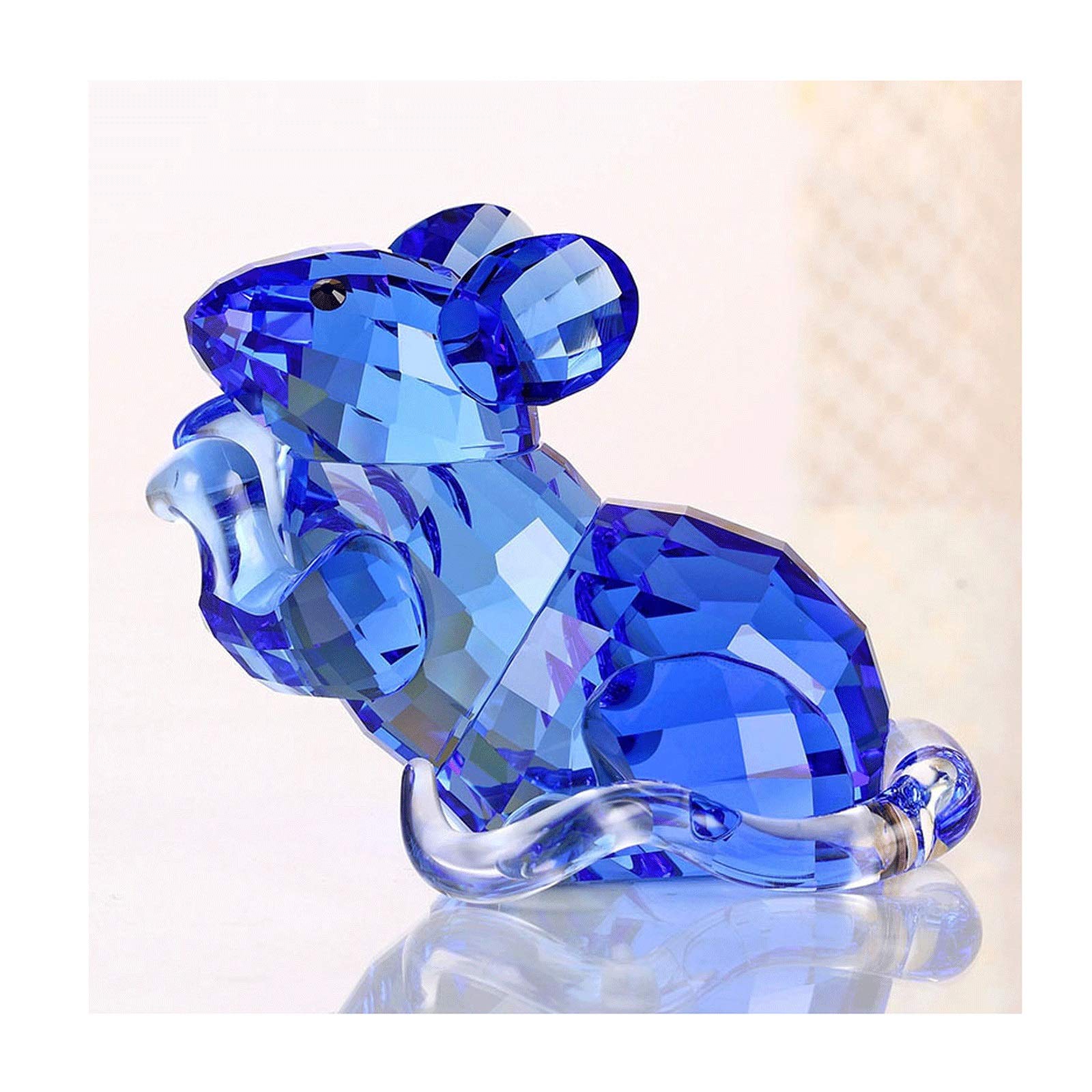 BHGFYXBS Home Décor Products Crystal Rat Ornaments Twelve Zodiac Rat Statue,Creative Home Desk Decoration/Christmas Birthday Gift Accent Decoration,Blue