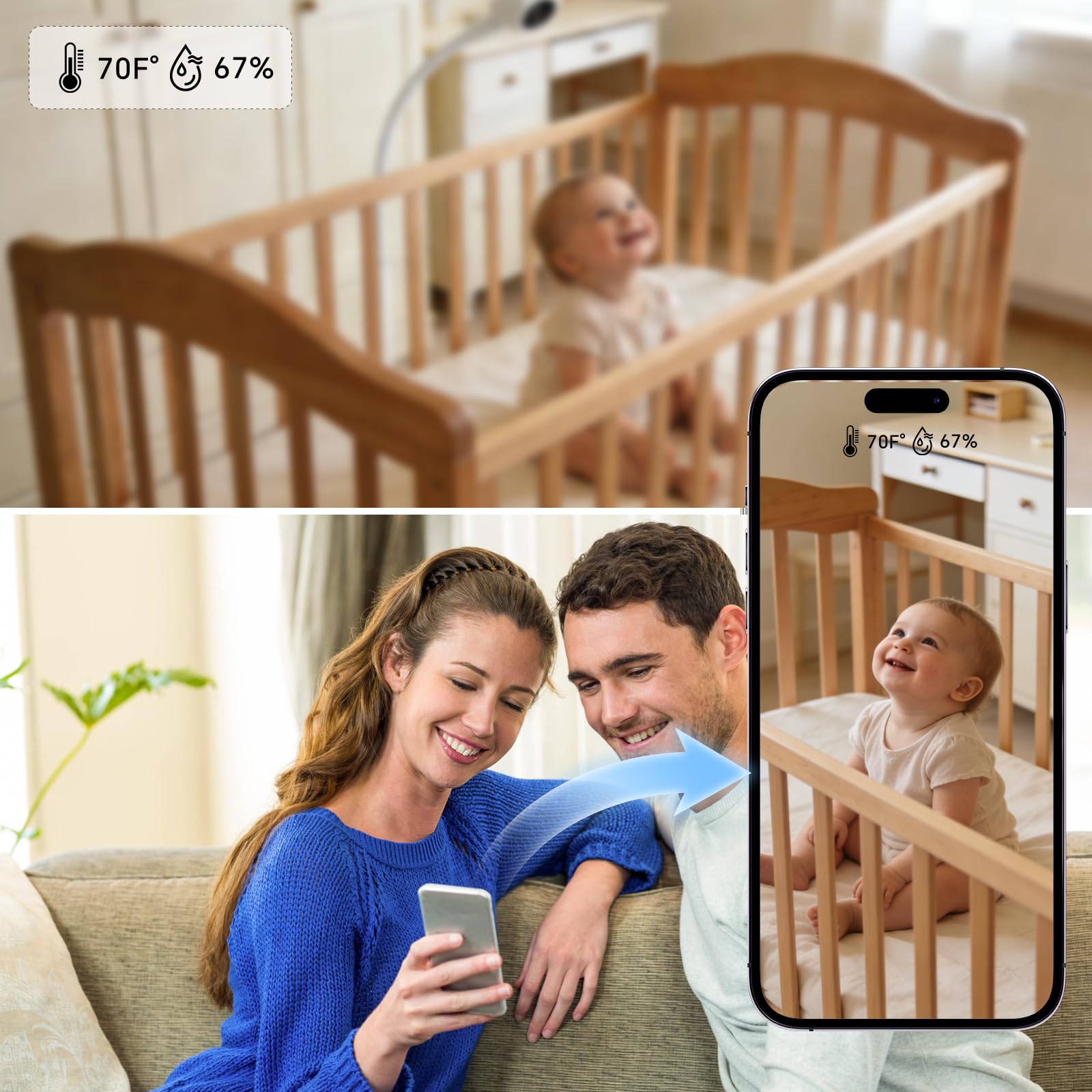 Soporte de suelo para monitor de bebé Nanit Pro, soporte resistente para monitor de bebé con cuello de cisne ajustable de 360°, instalación sin herramientas y sin daños en la pared, base