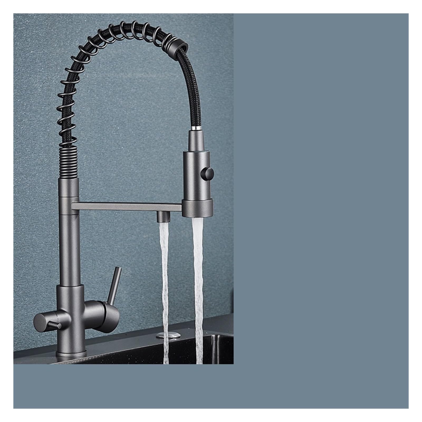 Mélangeur de robinet filtré gris mat pour cuisiner avec une eau pure