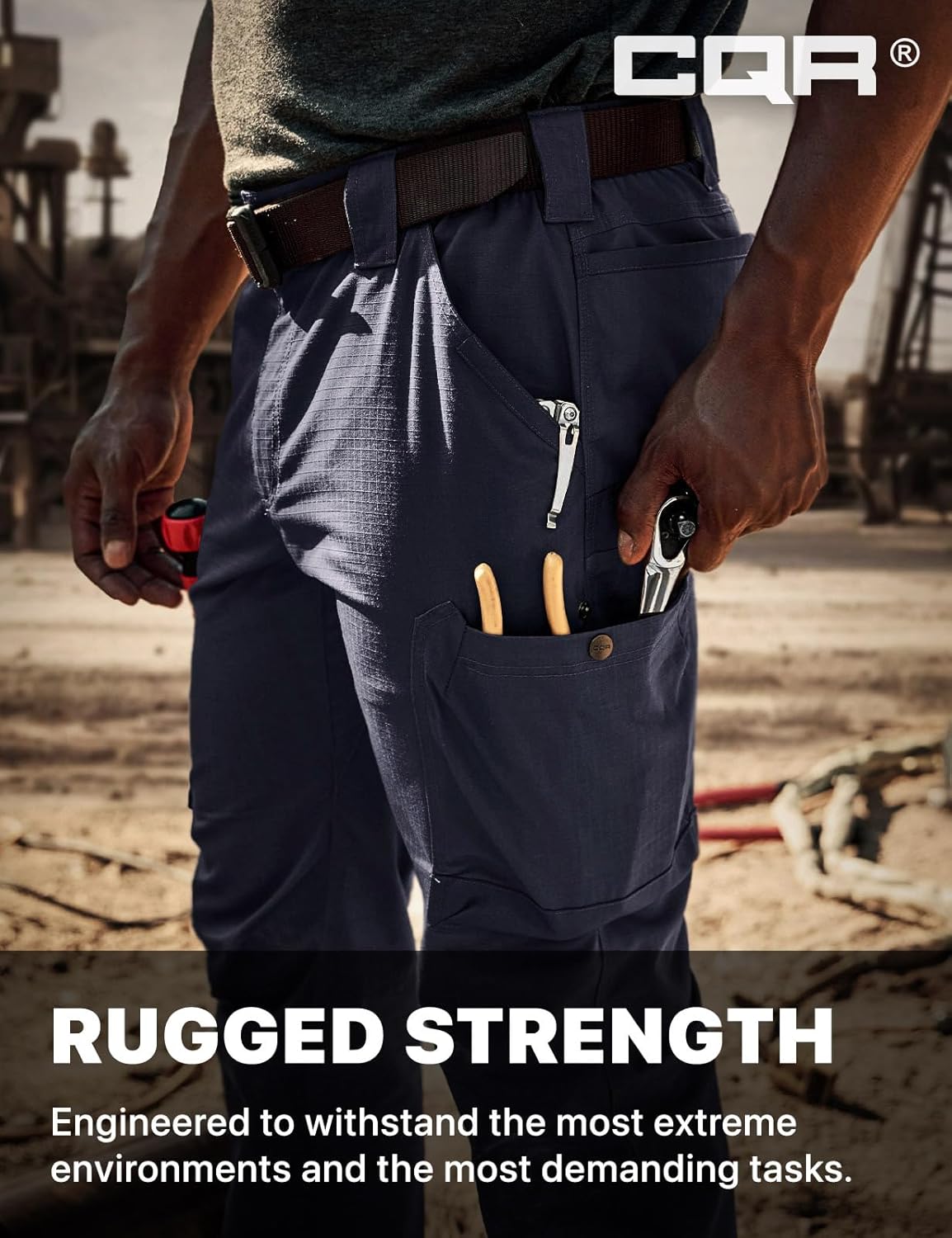 CQR Men's Quick Dry Work Pants, Water Resistant Outdoor Tactical Pants, Lightweight Stretch Cargo Hiking Pants - Image 5
