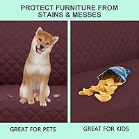 Vista 5 de Fundas reversibles para sofá de dos plazas, funda para sofá, protector de muebles (sofá de dos plazas pequeño, burdeos/camel)