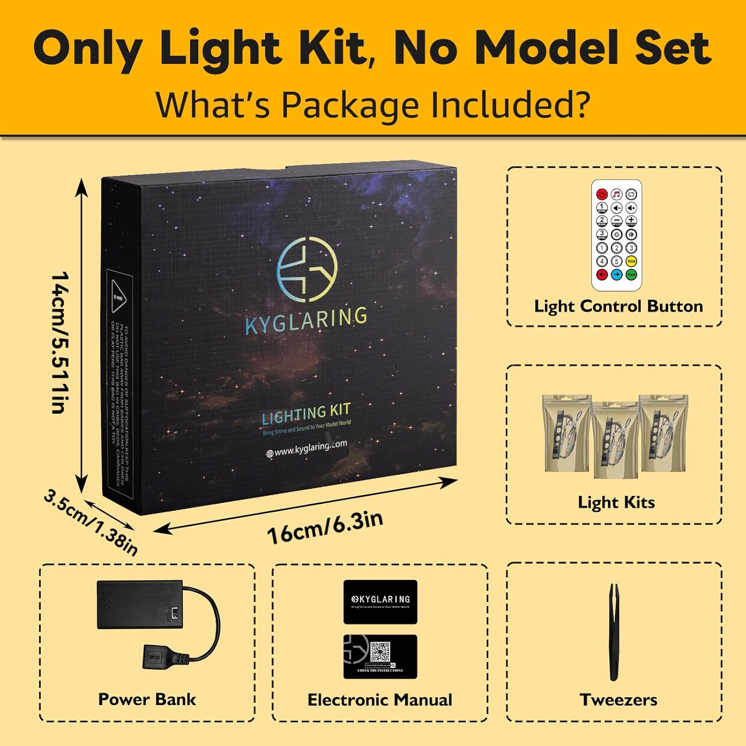 Kyglaring LED Light Kit Compatible with Lego Great Pyramid of Giza 21058 Building Blocks, Upgrade Remote Control Lighting Accessories for Lego 21058 Model Set, Lights Only