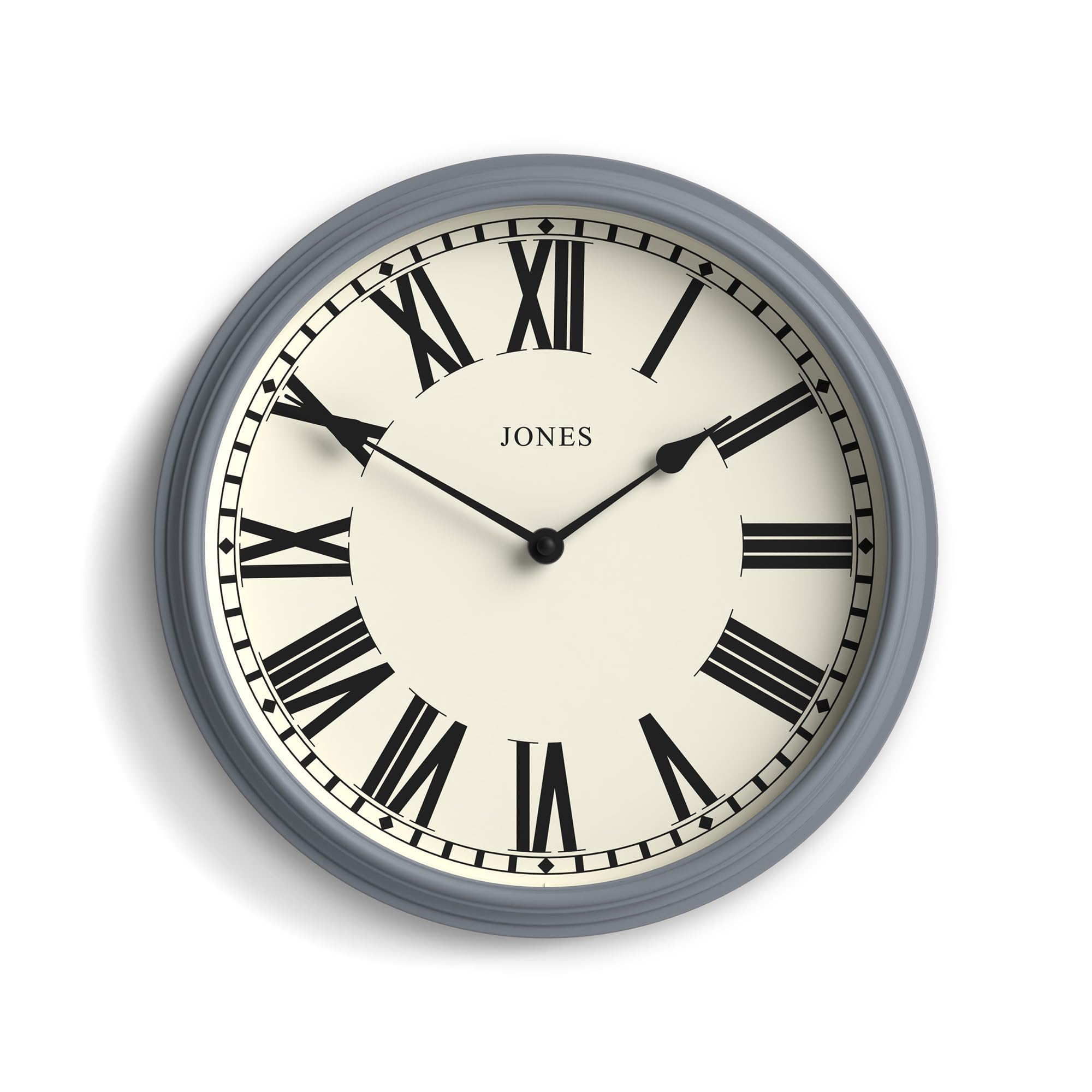 Jones Clocks® 'Hackney' wall clock | Classic round clock with roman numerals | 30cm | French Navy | Ideal for the kitchen, living room, office or bedroom